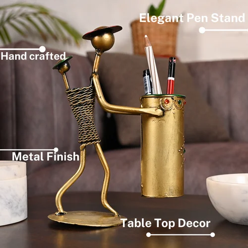 Decorative Metal Lady Baby Pen Stand | Handcrafted Desk Organizer & Art Showpiece | Perfect Gift for Home, Office & Study Table