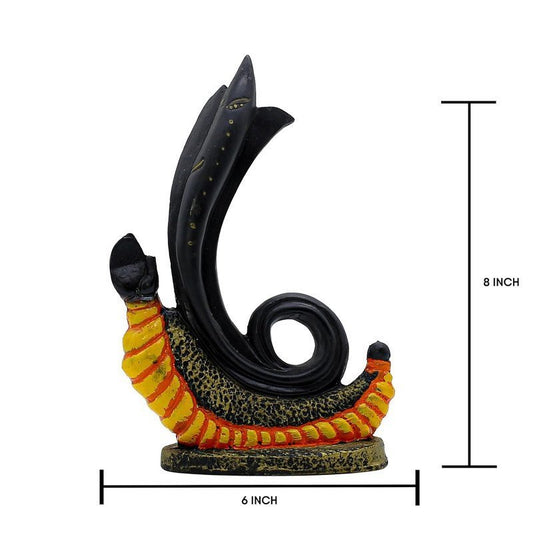 Abstract Shivling Design with Trishul & Snake | Black & Orange Polyresin Shiva Idol for Home Temple, Office Desk, Meditation Corner & Gift | Decorative Mahadev Statue 6 Inch