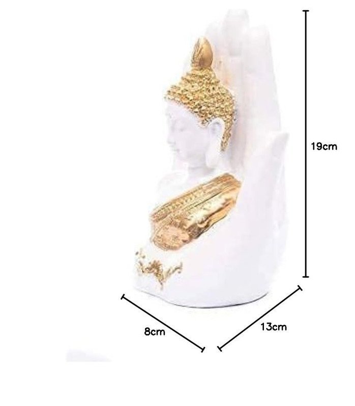 Polyresin Hand Palm Buddha Idol Showpieces for Living Room,Gift Items for Diwali,Decoration Item for Home decor,Table Decorations(White Buddha)