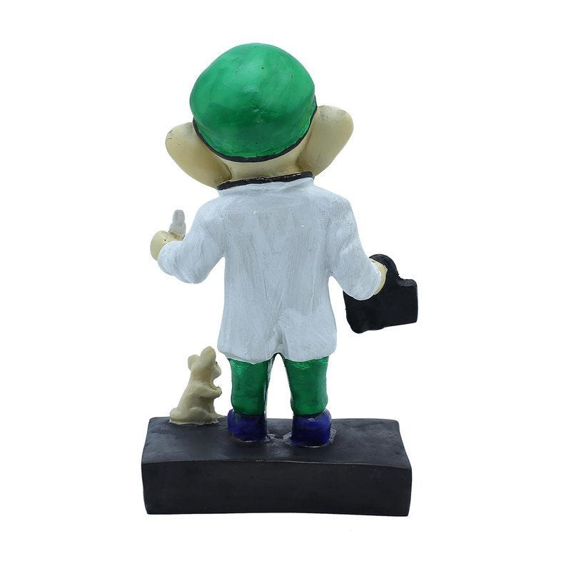 Doctor Ganesha Idol Lord Ganpati Statue in Doctor Avatar with Mouse Polyresin Showpiece for Home, Clinic, Hospital, Gift for Doctors 8 Inch