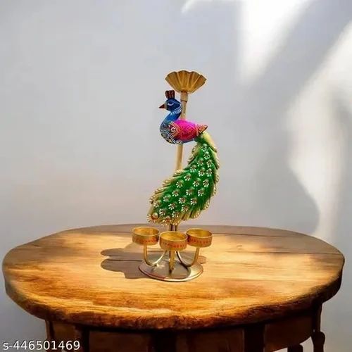 Decorative Metal Peacock Candle Holder | Handcrafted Tealight Holder for Home & Festive Decoration