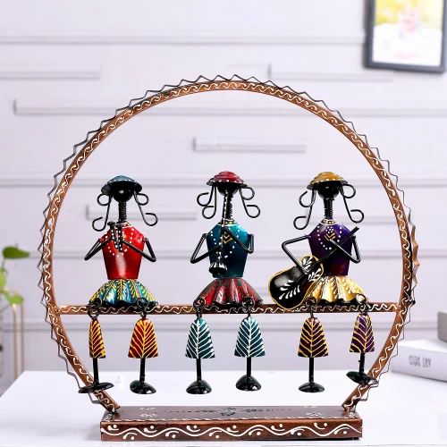 Handmade Metal Round Doll Musician | Elegant Tabletop Decorative Showpiece | Traditional Indian Art Figurine for Home & Gifting