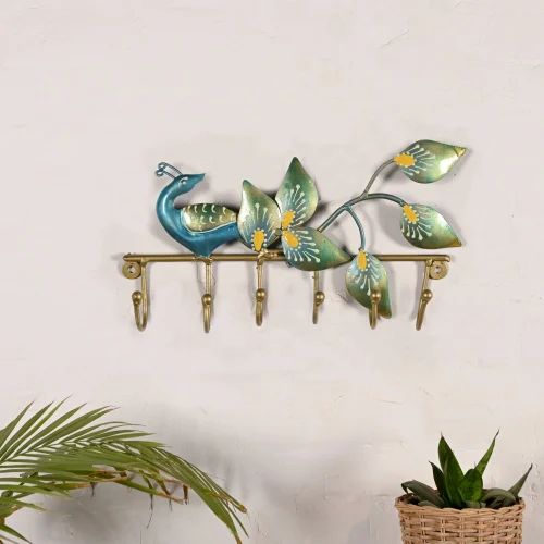 Beautiful Peacock Design Metal Key Holder | Decorative Wall Mounted Key Hanger | Elegant Handcrafted Home Décor Piece