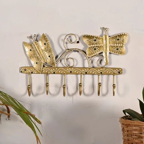Metal Butterfly Key Holder Wall Hanging | Handcrafted Decorative Key Hanger | Artistic Metal Wall Décor for Home & Entryway