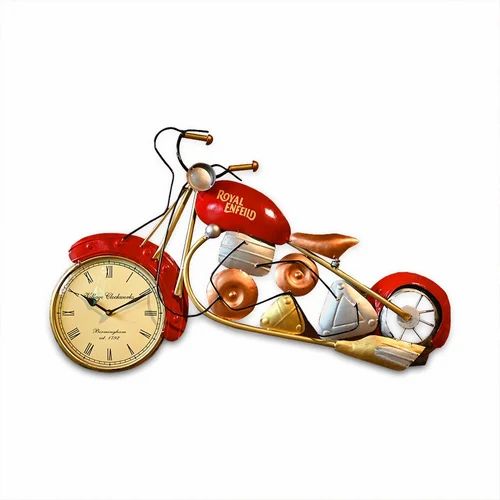 Handcrafted Metal Red Bike with Functional Clock | Perfect Gift for Bike Lovers & Home Decoration