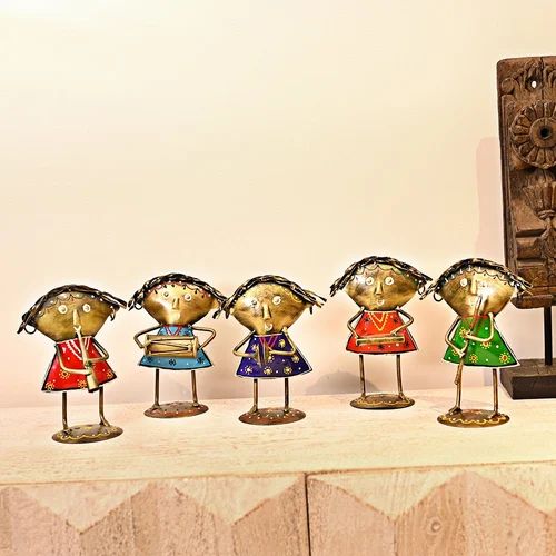 Metal Adiwasi Doll Musician Set | Handcrafted Tribal Musician Figurines for Home & Office Decoration