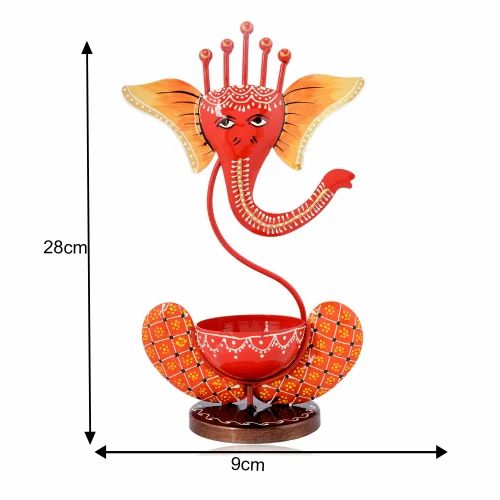Handmade Ganesh T Lite Candle Holder | Artistic Metal Ganesha Tea Light Stand for Home Decor & Gifts