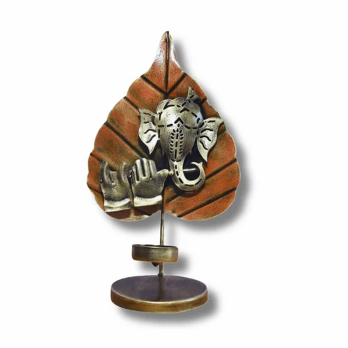 Metal Brown Pan Ganesh Statue | Handmade Ganesha Idol for Home Décor, Pooja Room & Gift | Antique Finish Metal Art Showpiece