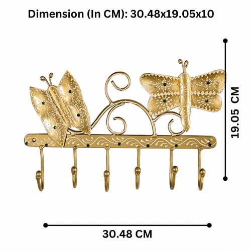 Metal Butterfly Key Holder Wall Hanging | Handcrafted Decorative Key Hanger | Artistic Metal Wall Décor for Home & Entryway