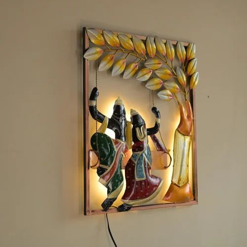 Metal Radha Krishna Jhula Frame | Decorative Swing Showpiece for Home Temple & Gift Purpose