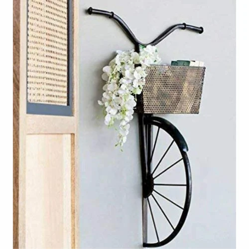 Metal Black Cycle Basket | Decorative Bicycle Showpiece for Home & Office Decor
