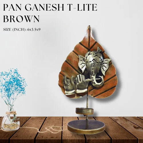Metal Brown Pan Ganesh Statue | Handmade Ganesha Idol for Home Décor, Pooja Room & Gift | Antique Finish Metal Art Showpiece