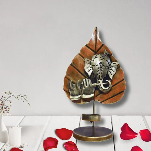 Metal Brown Pan Ganesh Statue | Handmade Ganesha Idol for Home Décor, Pooja Room & Gift | Antique Finish Metal Art Showpiece