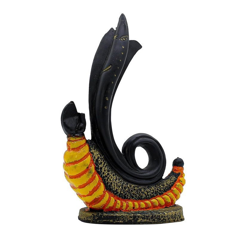 Abstract Shivling Design with Trishul & Snake | Black & Orange Polyresin Shiva Idol for Home Temple, Office Desk, Meditation Corner & Gift | Decorative Mahadev Statue 6 Inch