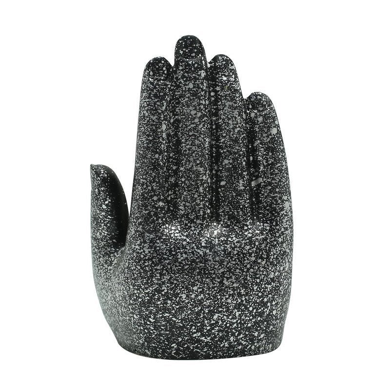 Abhaya Mudra Resin Statue, Fearless Protection Decor for Living Room, Meditation Space & Altar, Black & Gold Buddha Hand Ornament