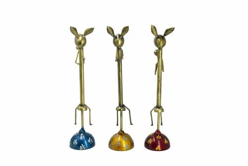 Handmade Antique Golden Metal Rabbit Musician | Elegant Tabletop Showpiece for Home, Office & Living Room Décor | Premium Metal Art Sculpture