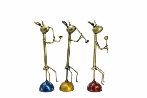 Handmade Antique Golden Metal Rabbit Musician | Elegant Tabletop Showpiece for Home, Office & Living Room Décor | Premium Metal Art Sculpture