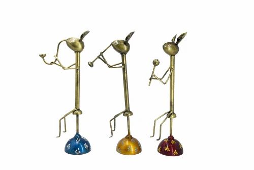 Handmade Antique Golden Metal Rabbit Musician | Elegant Tabletop Showpiece for Home, Office & Living Room Décor | Premium Metal Art Sculpture