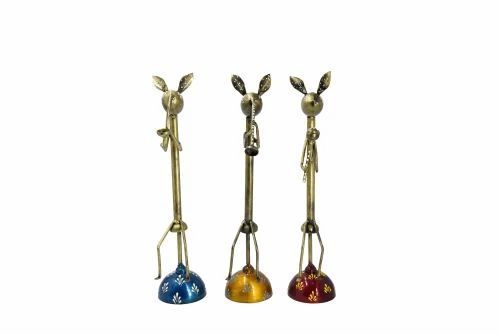 Handmade Antique Golden Metal Rabbit Musician | Elegant Tabletop Showpiece for Home, Office & Living Room Décor | Premium Metal Art Sculpture