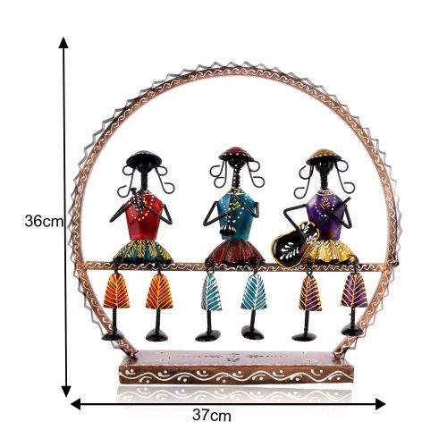 Handmade Metal Round Doll Musician | Elegant Tabletop Decorative Showpiece | Traditional Indian Art Figurine for Home & Gifting