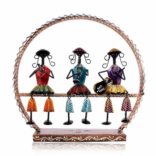 Handmade Metal Round Doll Musician | Elegant Tabletop Decorative Showpiece | Traditional Indian Art Figurine for Home & Gifting
