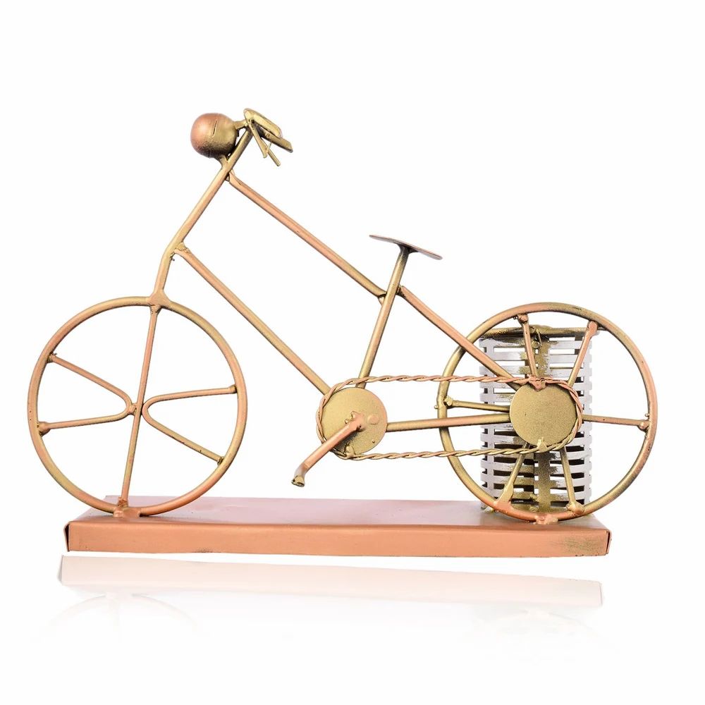 Metal Cycle Pen Stand | Handcrafted Bicycle Design Table Organizer | Decorative Desk Accessory for Home & Office Décor