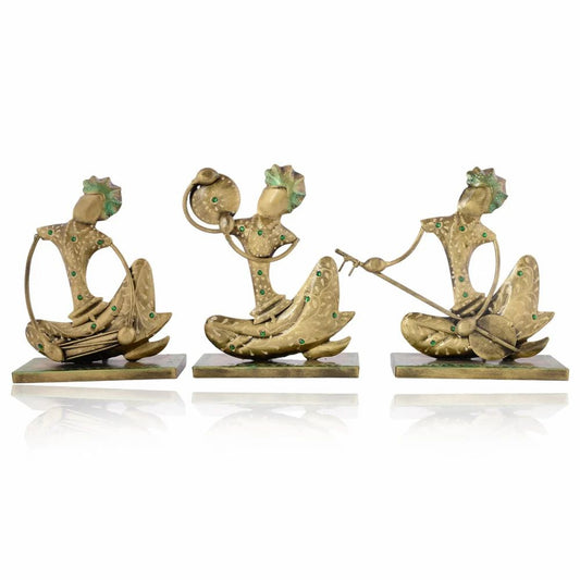 Metal Decorative Antique Nagpuri Musician Set | Handcrafted Table Showpiece for Home & Office Décor
