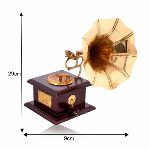 Metal Decorative Antique Gramophone | Retro Music Showpiece for Table, Living Room & Gift Purpose