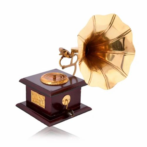 Metal Decorative Antique Gramophone | Retro Music Showpiece for Table, Living Room & Gift Purpose