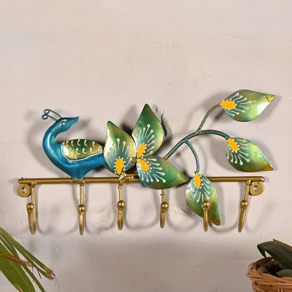 Beautiful Peacock Design Metal Key Holder | Decorative Wall Mounted Key Hanger | Elegant Handcrafted Home Décor Piece